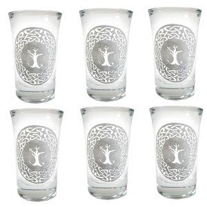 Celtic Tree of Life Shot Glass Set of 6, Engraved